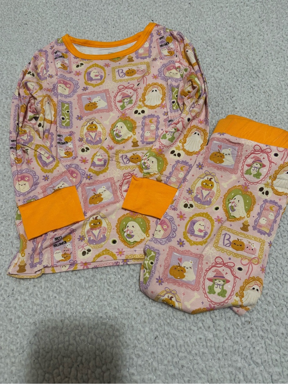 Bamboo Kids Pink & Orange Cozy Character Pajama Set